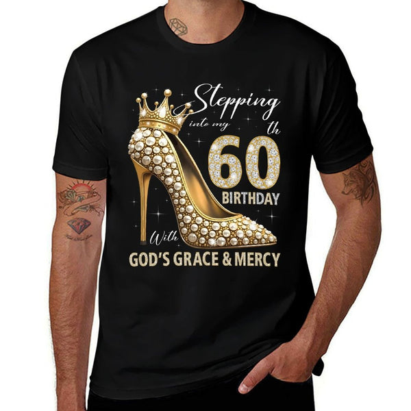 Stepping Into My 60th Birthday With God's Grace & Mercy Premium  Oversized Silhouette T-Shirt