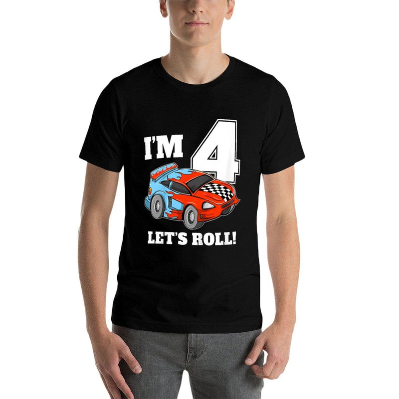 Race Car 4th Birthday Boy 4 Four Year Old Racing Car  Breathable T-Shirt