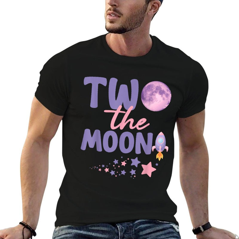 Groovy Two The Moon Birthday Girl 2 Year Old 2nd Birthday  Rolled Sleeves T-Shirt