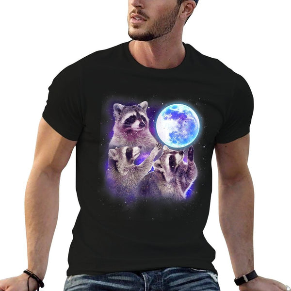 Three Raccoon Moon Funny 3 Wolves Parody Racoon Space Galaxy  Soft T-Shirt