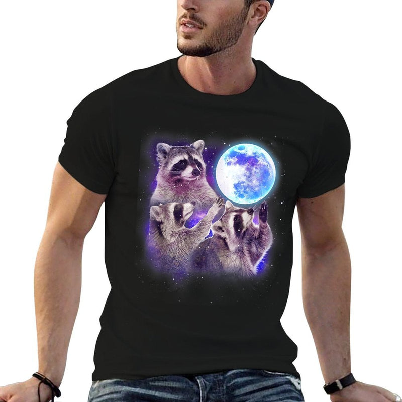 Three Raccoon Moon Funny 3 Wolves Parody Racoon Space Galaxy  Soft T-Shirt