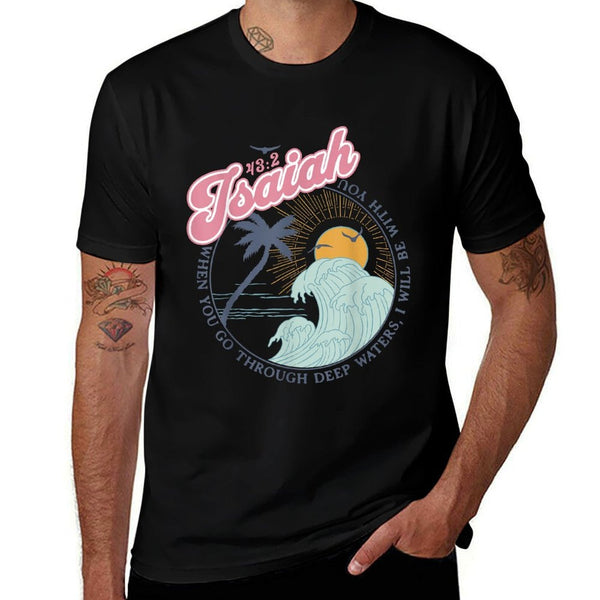 Christian Scripture Jesus Beach Isaiah Vintage Waves Retro  Slim-fit Cut T-Shirt