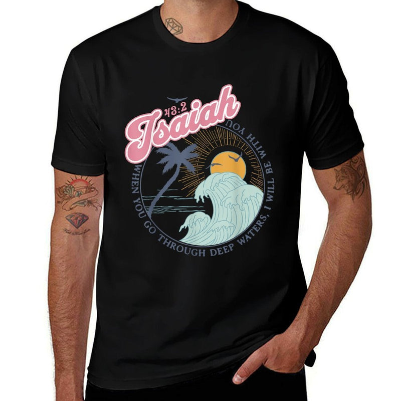Christian Scripture Jesus Beach Isaiah Vintage Waves Retro  Slim-fit Cut T-Shirt