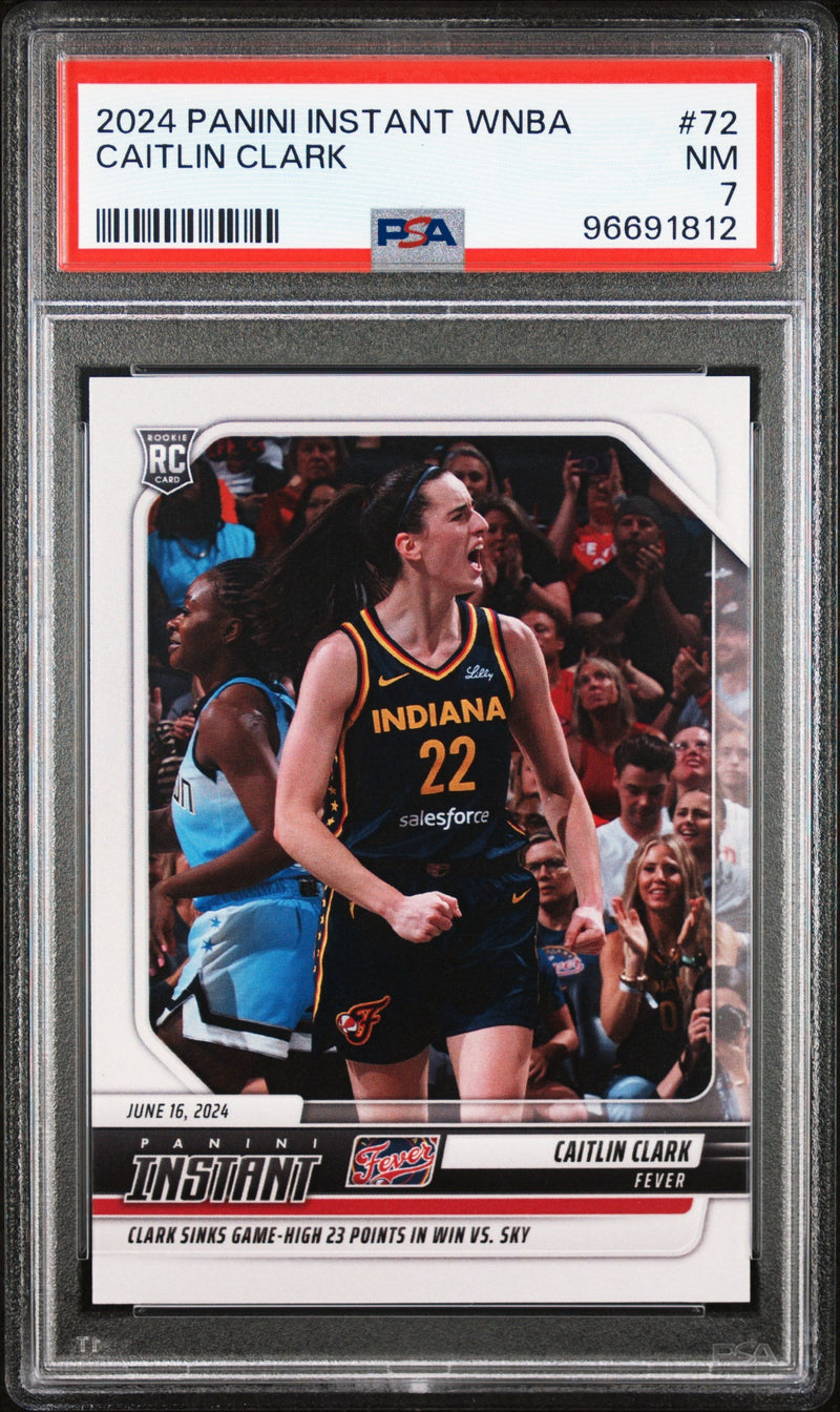 Graded 2024 Panini Instant WNBA Caitlin Clark #72 Rookie RC Basketball Card PSA 7 Near Mint