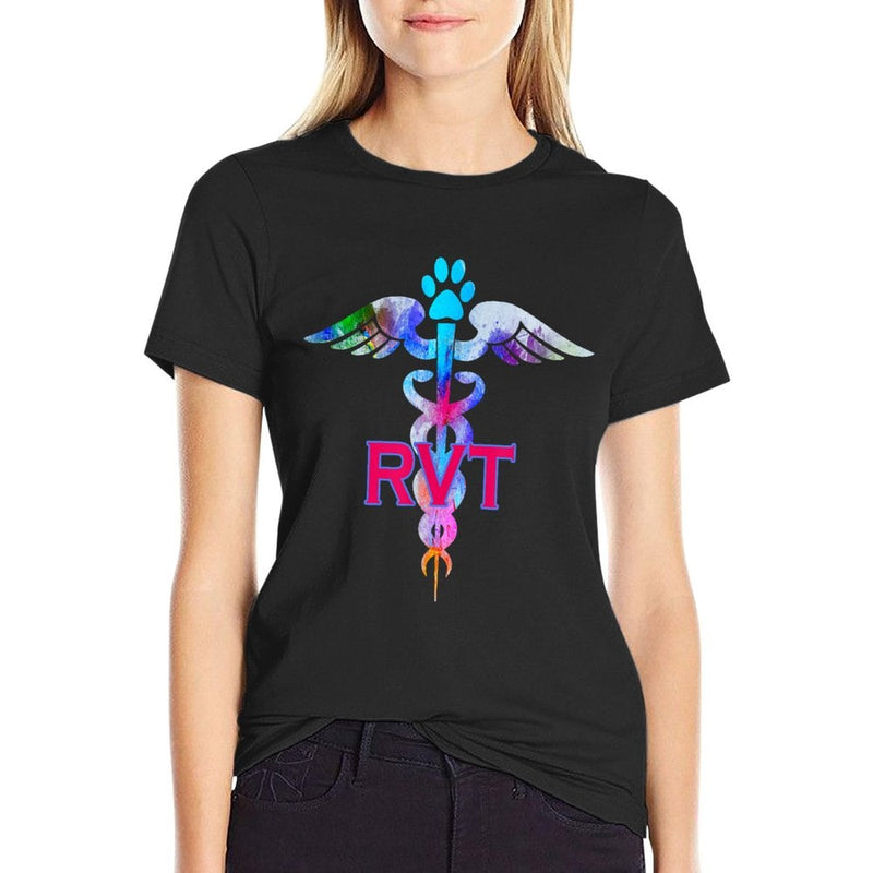 RVT Registered Veterinary Technician Paw Print Caduceus  Eco-friendly Material T-Shirt