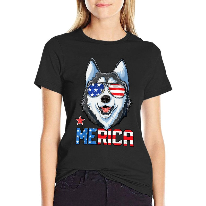 Siberian Husky 4th of July Merica Men Women American  Affordable Price T-Shirt