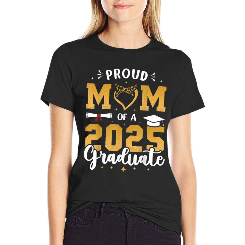 Proud Mom of A 2025 Graduate Graduation Mother  Rolled Sleeves T-Shirt