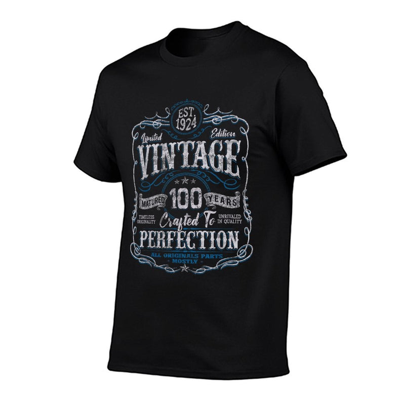 Vintage 1924 Limited Edition 100 Year Old 100th Birthday  Rolled Sleeves T-Shirt