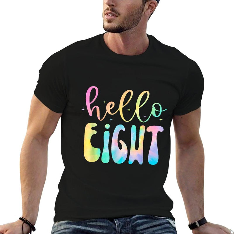 Tie Dye Hello Eight 8 Year Old 8th Birthday Girl Age 8 BDay  Heathered Texture T-Shirt
