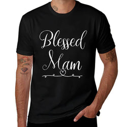 Womens Blessed Mam  Rolled Sleeves T-Shirt