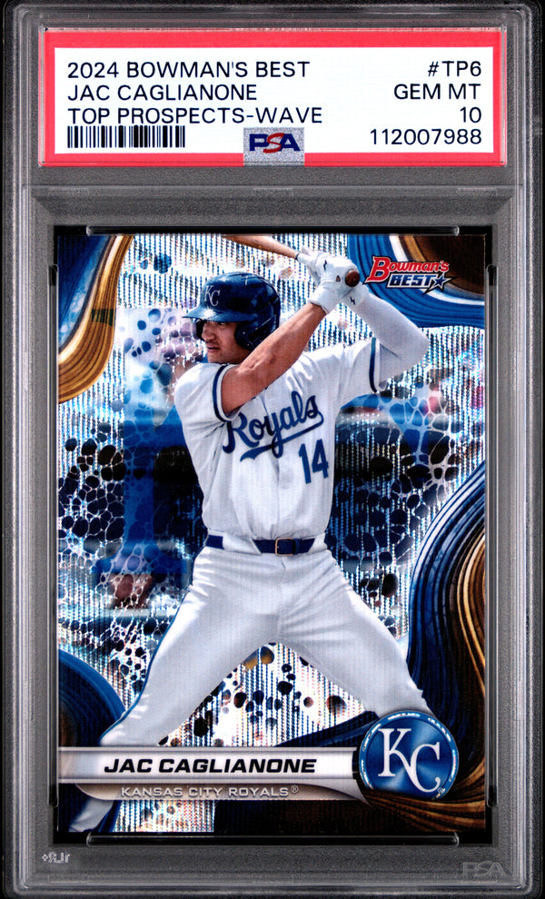 Graded 2024 Topps Bowmans Best Jac Caglianone #TP6 Top Prospects Wave Rookie RC Baseball Card PSA 10 Gem Mint