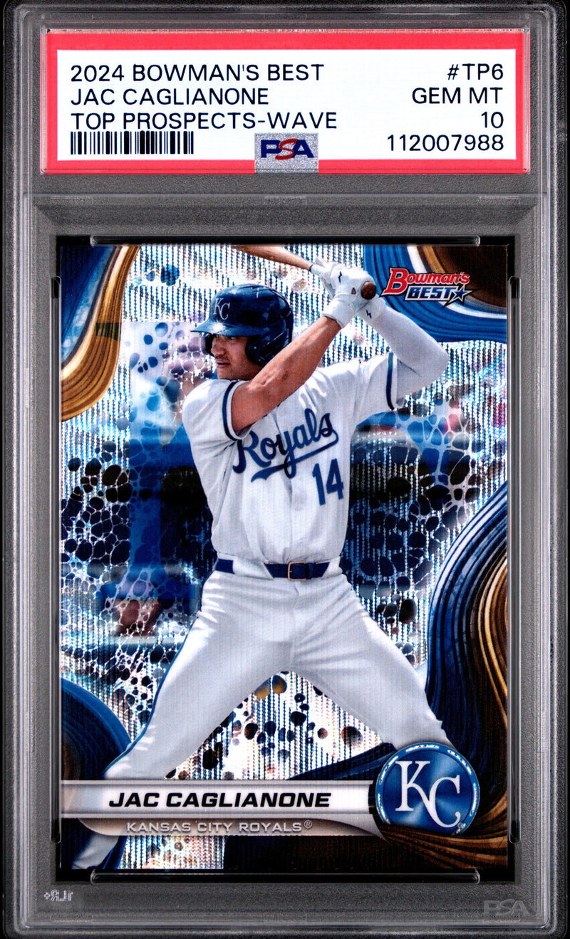 Graded 2024 Topps Bowmans Best Jac Caglianone #TP6 Top Prospects Wave Rookie RC Baseball Card PSA 10 Gem Mint