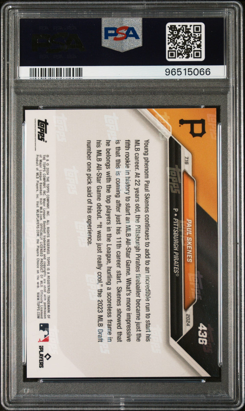 Graded 2024 Topps Now Paul Skenes #436 All Star Game Rookie RC Baseball Card PSA 10 Gem Mint