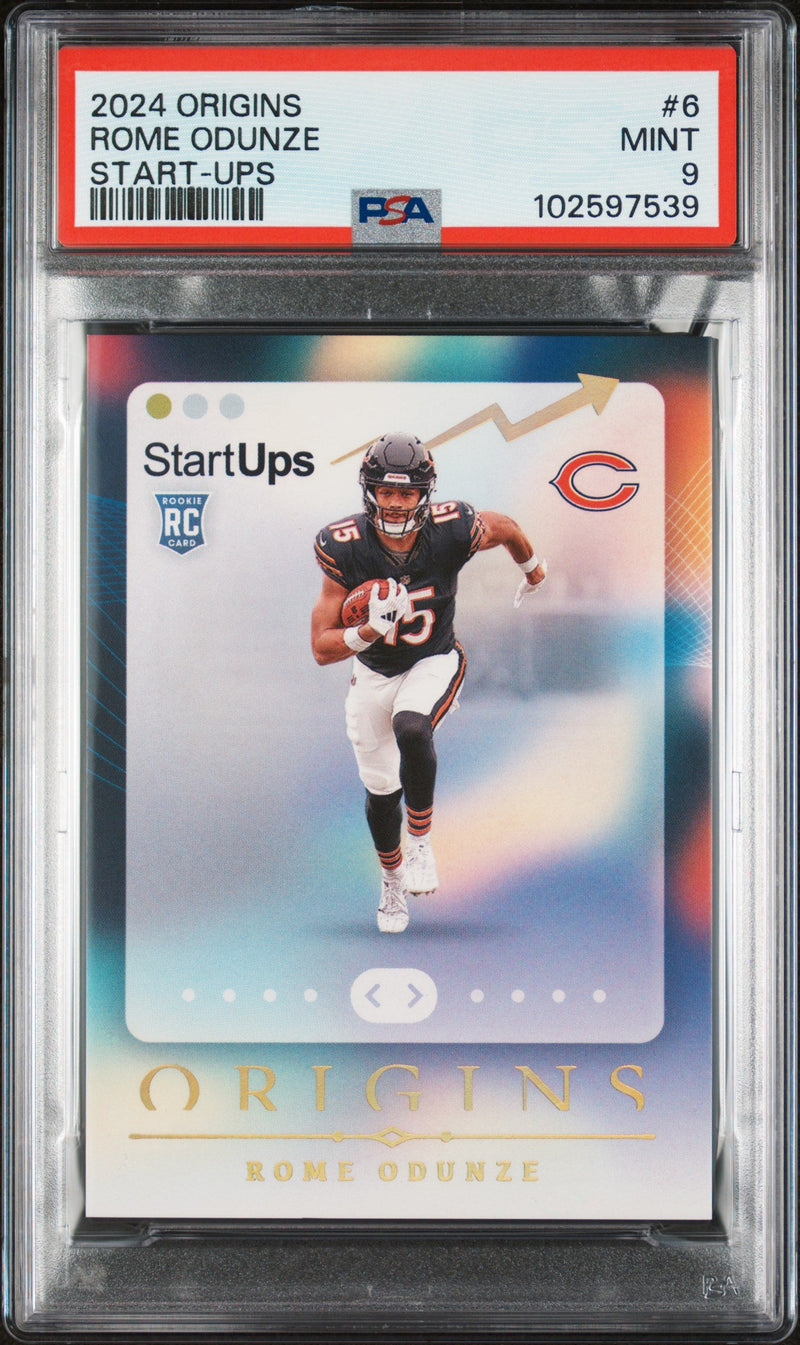 Graded 2024 Panini Origins Rome Odunze #6 Start Ups Rookie RC Football Card PSA 9 Near Mint