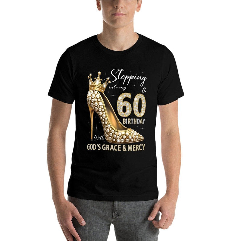 Stepping Into My 60th Birthday With God's Grace & Mercy Premium  Oversized Silhouette T-Shirt