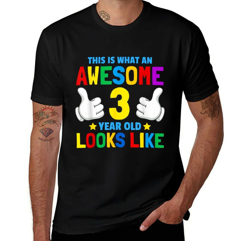 This Is What An Awesome 3 Year Old Looks Like 3rd Birthday  Relaxed-fit T-Shirt