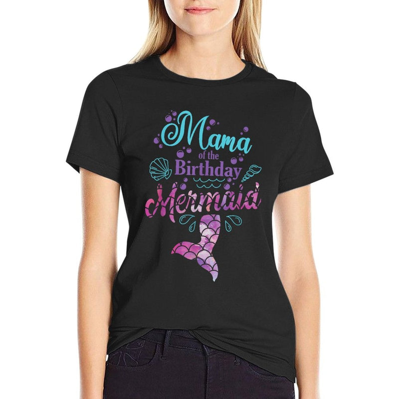 Mama Of The Birthday Mermaid Birthday Party Mermaid Mother  Cotton T-Shirt
