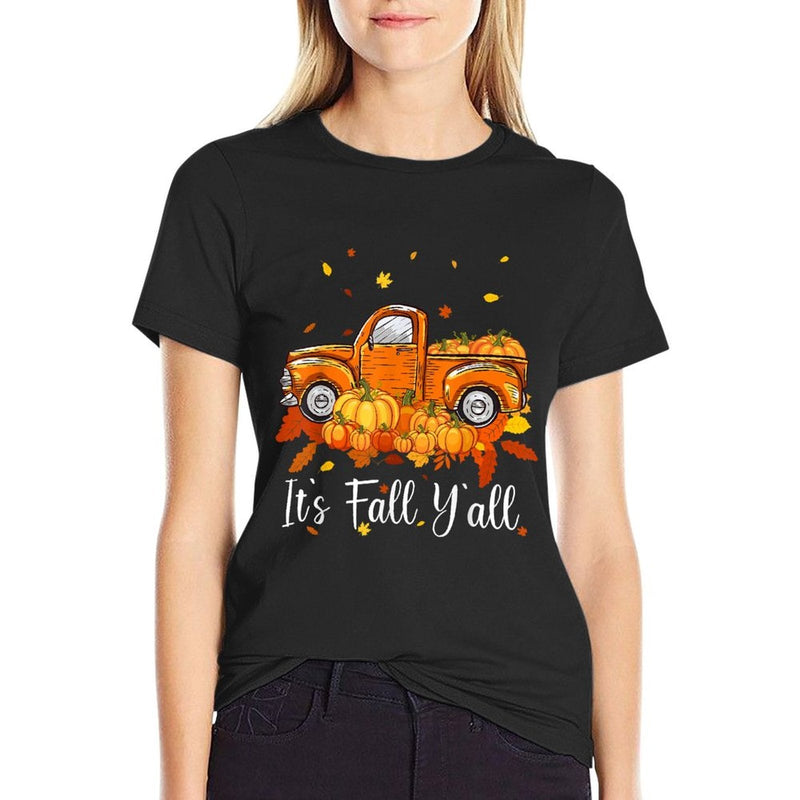 Women Its Fall Yall Pumpkin Truck Autumn Tree Hello Fall  Odor-resistant T-Shirt
