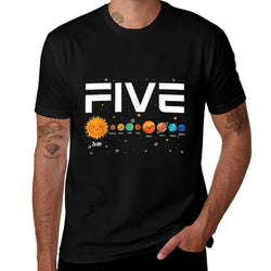 Solar System Planets Five 5 Years Old 5th Birthday Girl Boy  High-quality Stitching T-Shirt