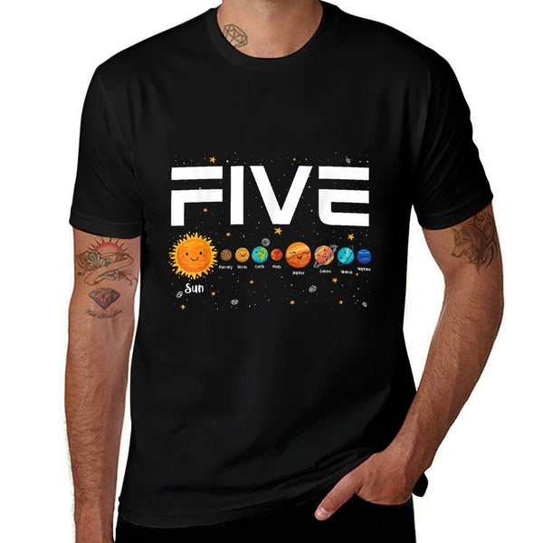 Solar System Planets Five 5 Years Old 5th Birthday Girl Boy  High-quality Stitching T-Shirt