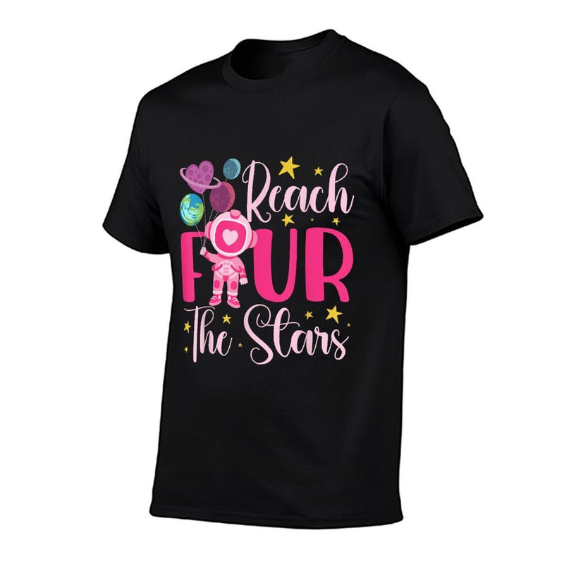Reaching Four The Stars Birthday Boy Girl 4 Yrs Old 4th Bday  Graphic-printed T-Shirt