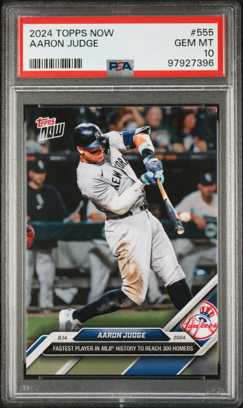 Graded 2024 Topps Now Aaron Judge #555 Fastest to 300 HRs Baseball Card PSA 10 Gem Mint