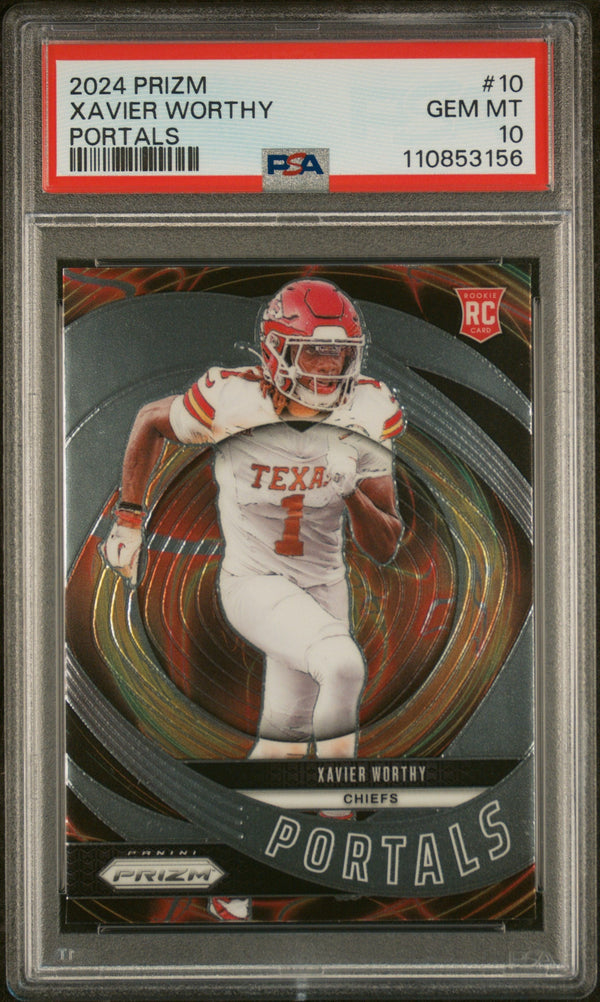 Graded 2024 Panini Prizm Xavier Worthy #10 Portals Rookie RC Football Card PSA 10 Gem Mint