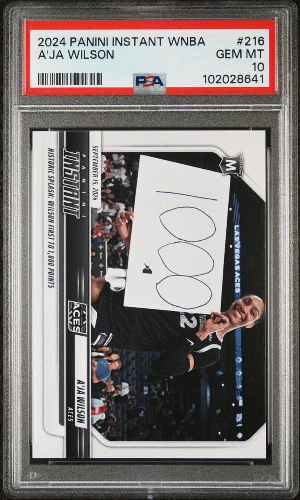 Graded 2024 Panini Instant WNBA A'ja Wilson #216 Basketball Card PSA 10 Gem Mint