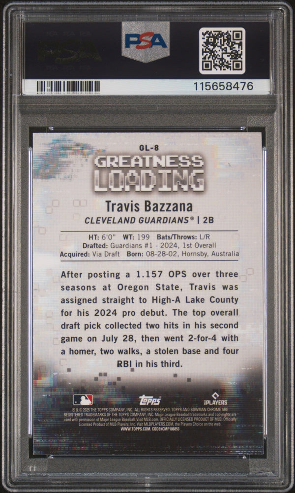 Graded 2025 Topps Bowman Travis Bazzana #GL8 Greatness Loading Rookie RC Baseball Card PSA 10 Gem Mint