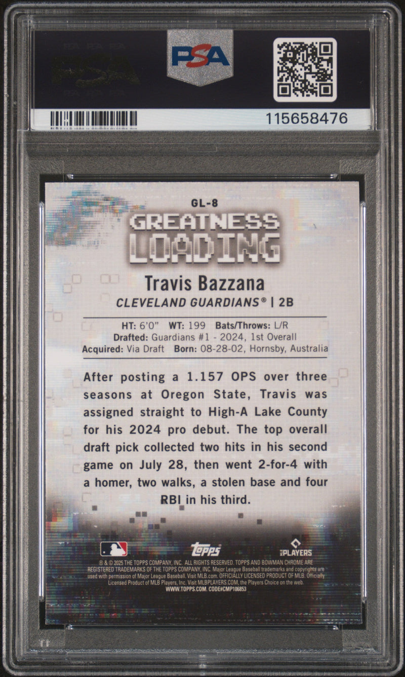 Graded 2025 Topps Bowman Travis Bazzana #GL8 Greatness Loading Rookie RC Baseball Card PSA 10 Gem Mint