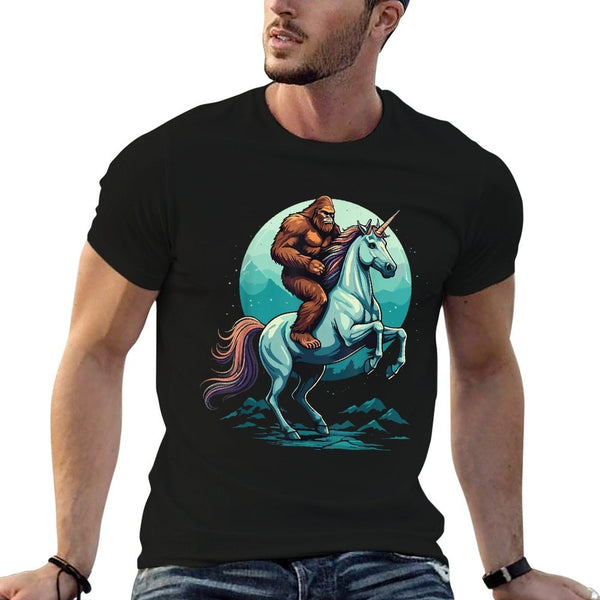 Bigfoot Riding Unicorn Funny Mythical Sasquatch Fantasy  Slim-fit Cut T-Shirt