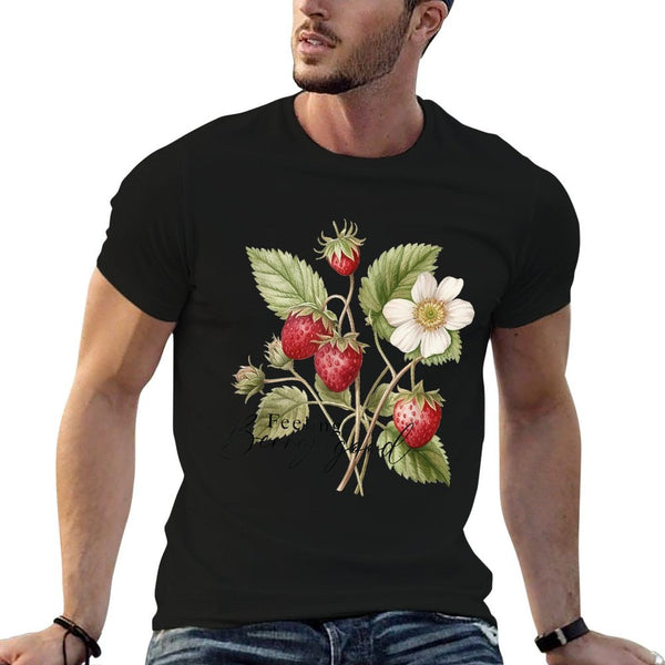 Summer Flower Strawberries Nature Lover Floral Wildflower  Quick-drying T-Shirt