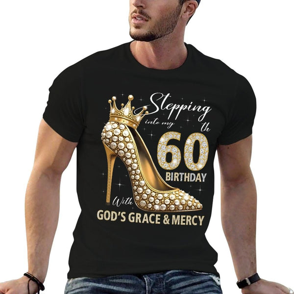 Stepping Into My 60th Birthday With God's Grace & Mercy Premium  Oversized Silhouette T-Shirt