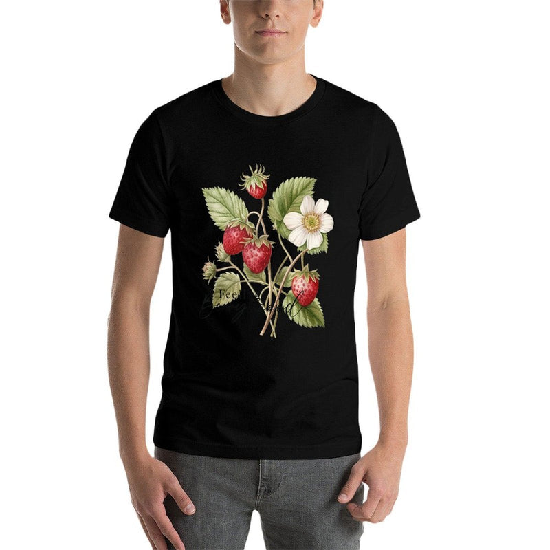 Summer Flower Strawberries Nature Lover Floral Wildflower  Quick-drying T-Shirt