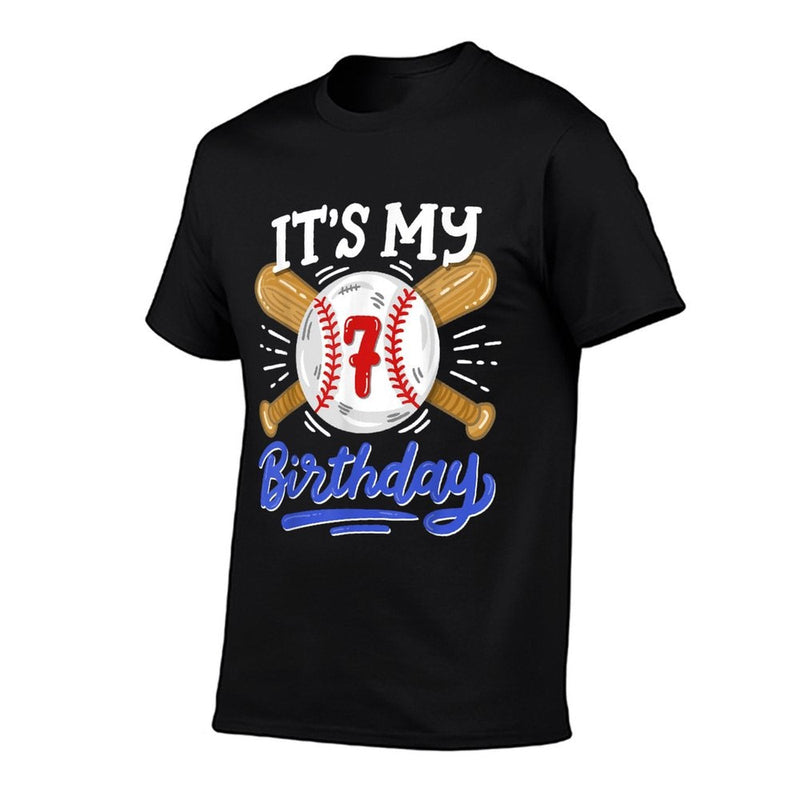 Kids 7th Baseball Birthday Party Boys Sport Fan 7 Years Old  High-quality Stitching T-Shirt