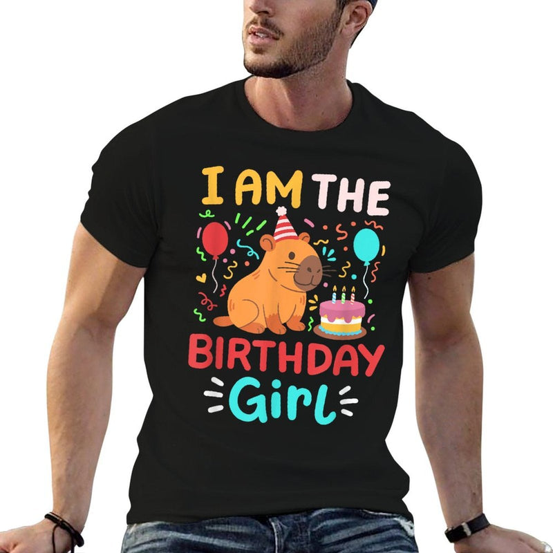 Im The Birthday Girl Cute Capybara Bday Family Matching  Rolled Sleeves T-Shirt