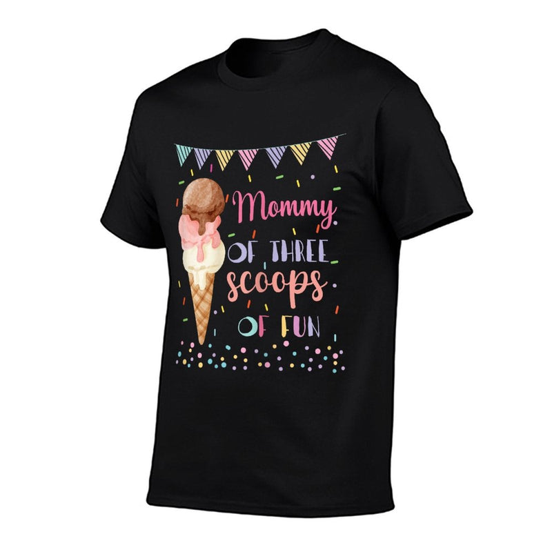 Mommy Mom Ice Cream Third Birthday Three Scoops Of Fun for Women  Rolled Sleeves T-Shirt