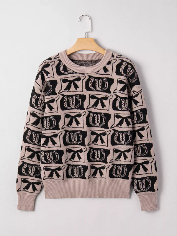Bows & Horseshoes Pattern Sweater