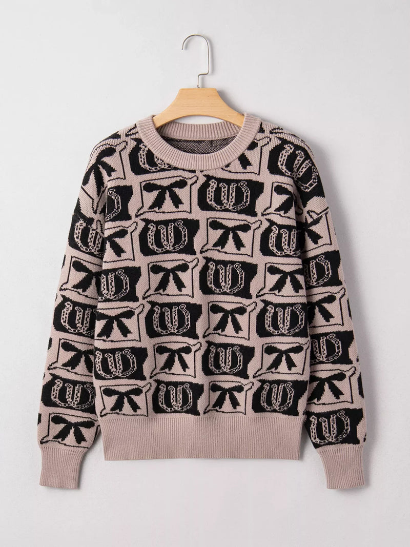 Bows & Horseshoes Pattern Sweater