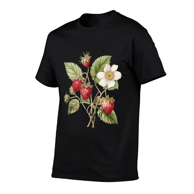 Summer Flower Strawberries Nature Lover Floral Wildflower  Quick-drying T-Shirt