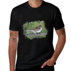 Winter Sparrow Bird on Branch Landscape Bird Watching  Odor-resistant T-Shirt