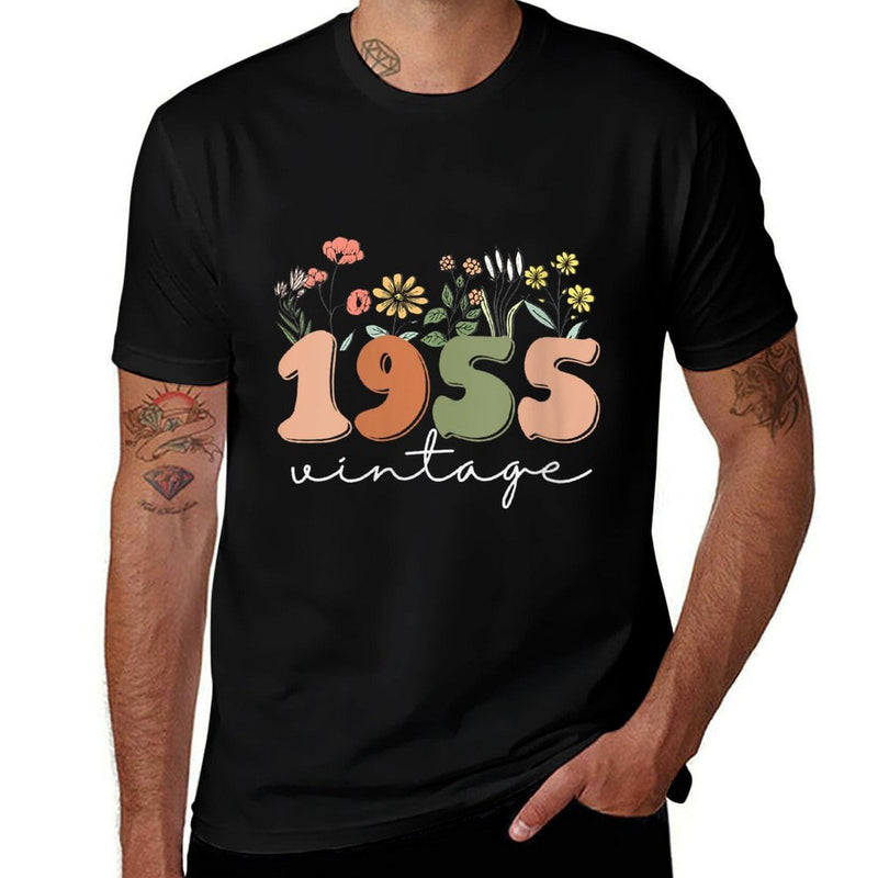 Womens 70 Years Old Vintage 1955 70th Birthday Wildflower Women  Easy-care T-Shirt