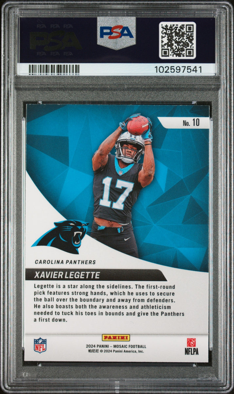 Graded 2024 Panini Mosaic Xavier Legette #10 Elevate Rookie RC Football Card PSA 10 Gem Mint