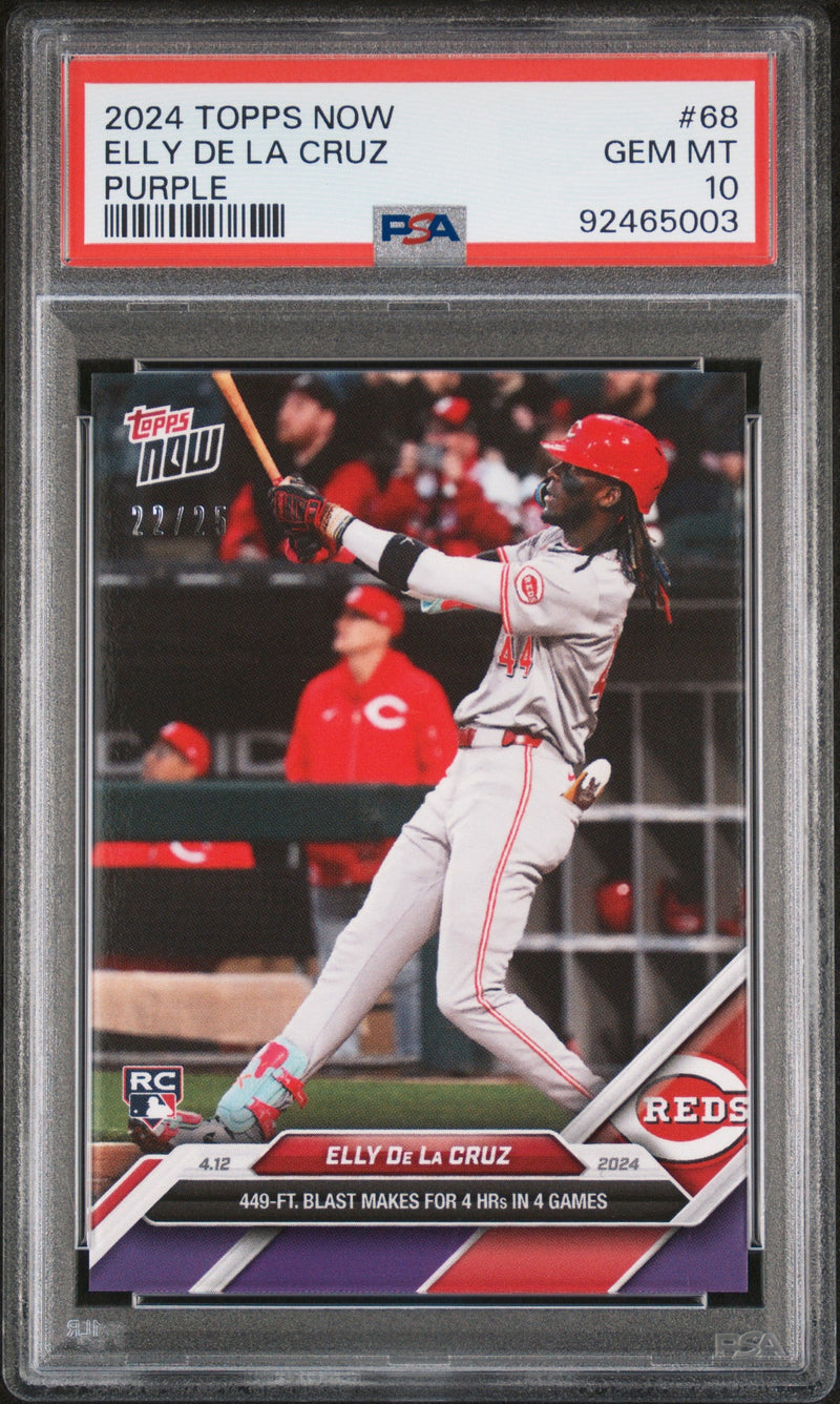 Graded 2024 Topps Now Elly De La Cruz #68 Purple #/25 Rookie RC Baseball Card PSA 10 Gem Mint