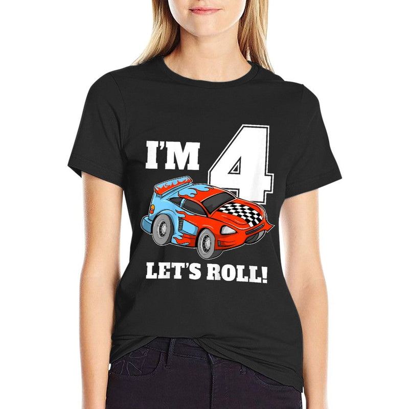 Race Car 4th Birthday Boy 4 Four Year Old Racing Car  Breathable T-Shirt