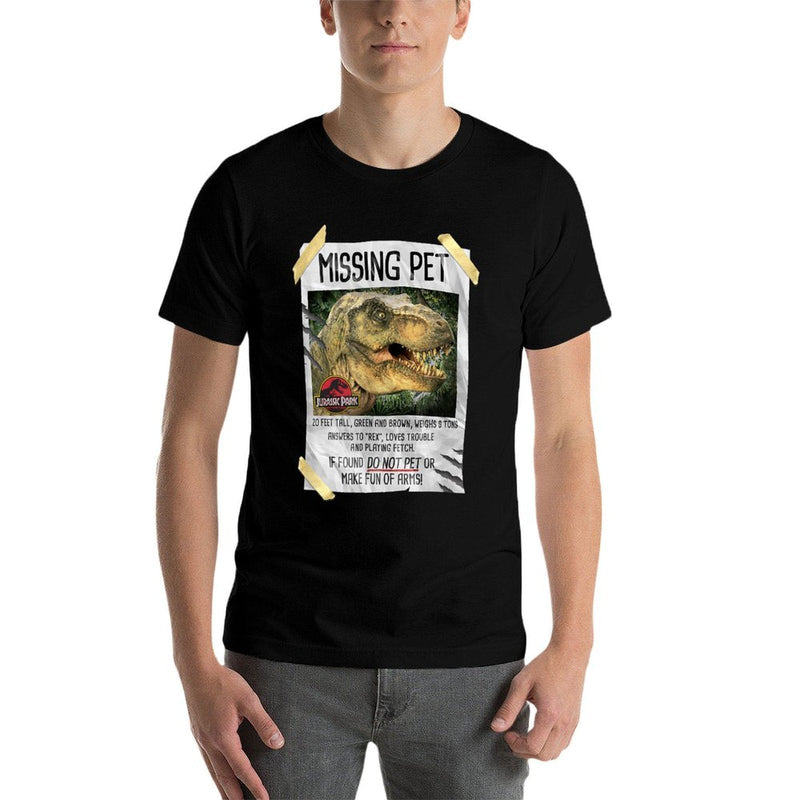 Jurassic Park Missing Pet T-Rex Poster Taped  Tagless Design T-Shirt