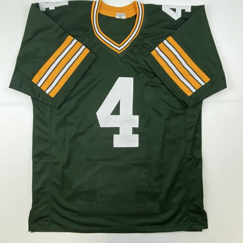 Autographed/Signed Brett Favre Green Bay Stat Green Football Jersey Favre Hologram COA