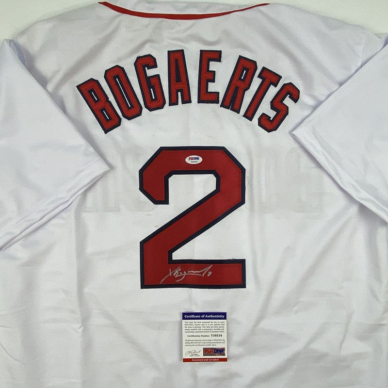 Autographed/Signed Xander Bogaerts Boston White Baseball Jersey PSA/DNA COA