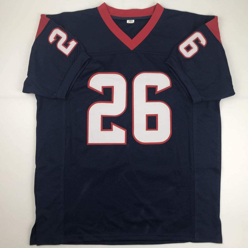 Autographed/Signed Lamar Miller Houston Blue Football Jersey JSA COA