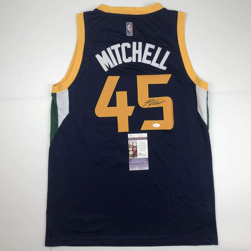Autographed/Signed Donovan Mitchell Utah Blue Basketball Jersey JSA COA